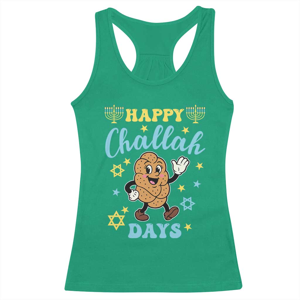 Funny Hanukkah Food Lover Gift Racerback Tank Top Happy Challah Days - Wonder Print Shop