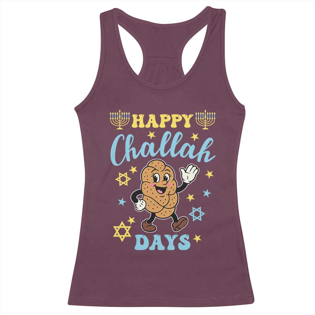 Funny Hanukkah Food Lover Gift Racerback Tank Top Happy Challah Days - Wonder Print Shop