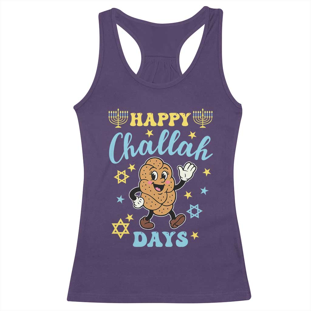 Funny Hanukkah Food Lover Gift Racerback Tank Top Happy Challah Days - Wonder Print Shop