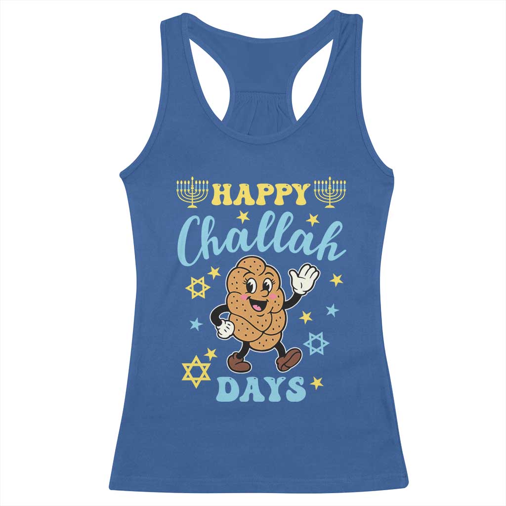 Funny Hanukkah Food Lover Gift Racerback Tank Top Happy Challah Days - Wonder Print Shop