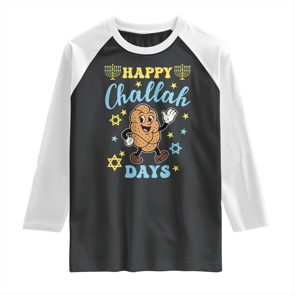 Funny Hanukkah Food Lover Gift Raglan Shirt Happy Challah Days - Wonder Print Shop