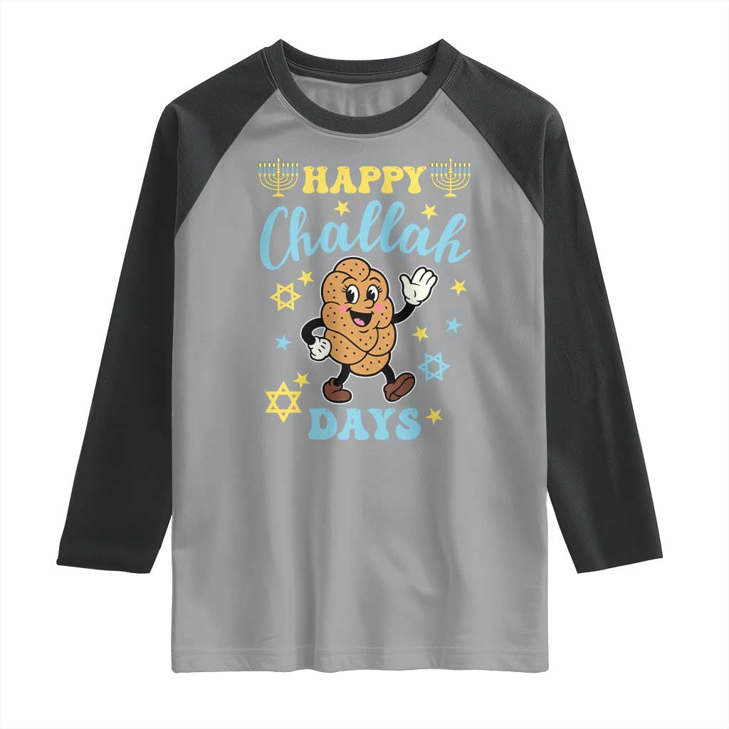 Funny Hanukkah Food Lover Gift Raglan Shirt Happy Challah Days - Wonder Print Shop
