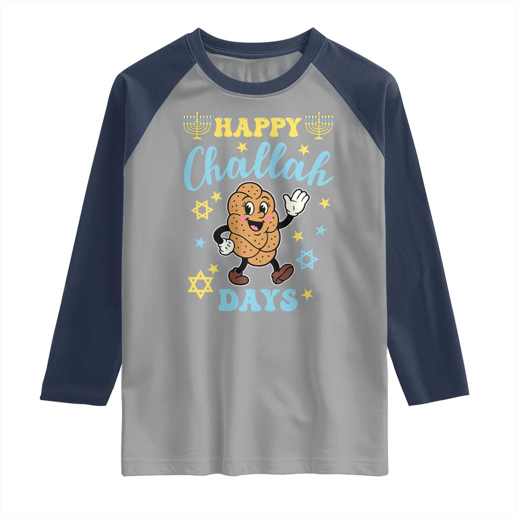 Funny Hanukkah Food Lover Gift Raglan Shirt Happy Challah Days - Wonder Print Shop