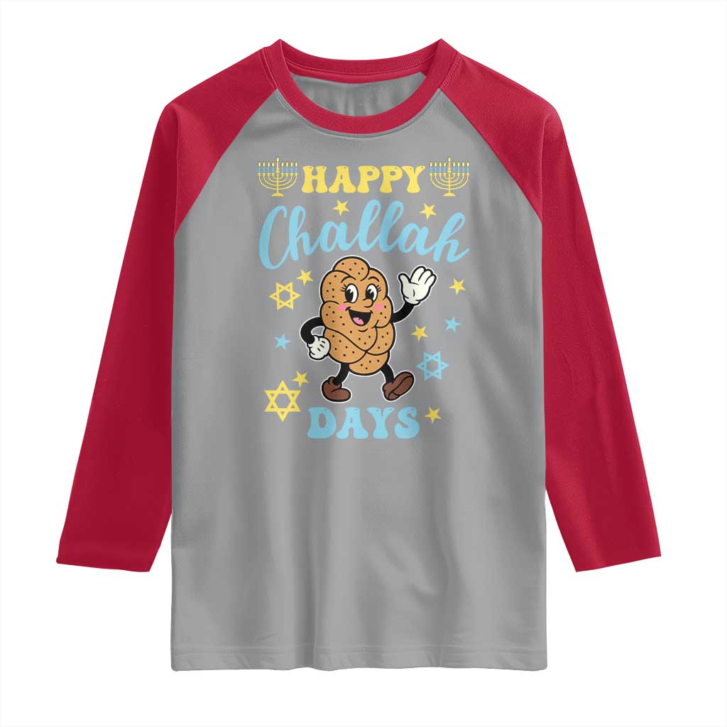 Funny Hanukkah Food Lover Gift Raglan Shirt Happy Challah Days - Wonder Print Shop