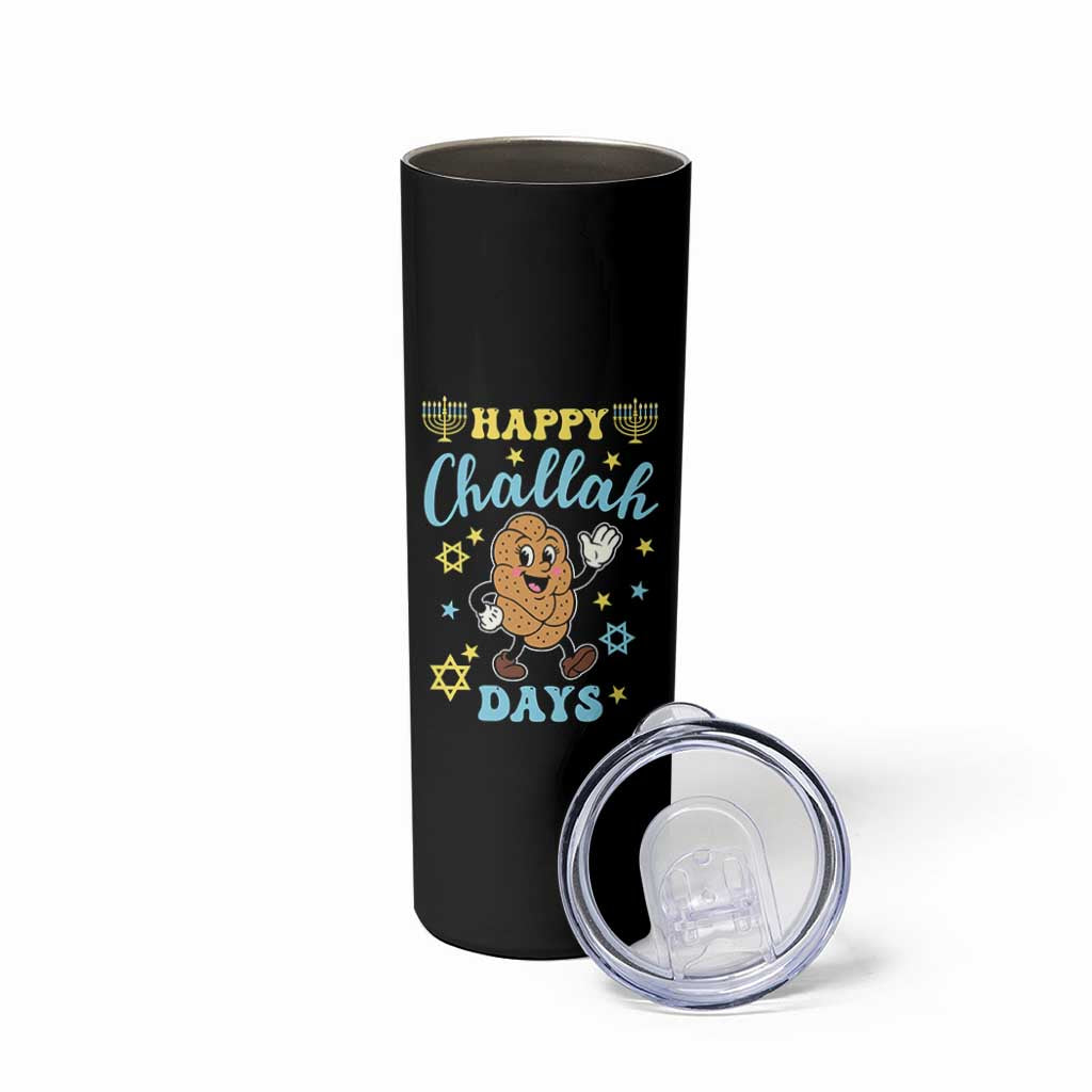 Funny Hanukkah Food Lover Gift Skinny Tumbler Happy Challah Days - Wonder Print Shop