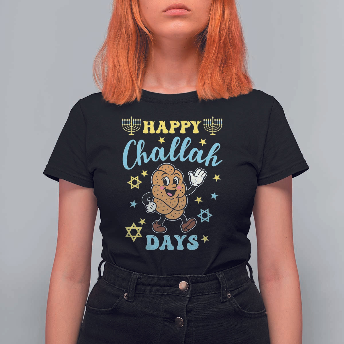 Funny Hanukkah Food Lover Gift T Shirt For Women Happy Challah Days - Wonder Print Shop