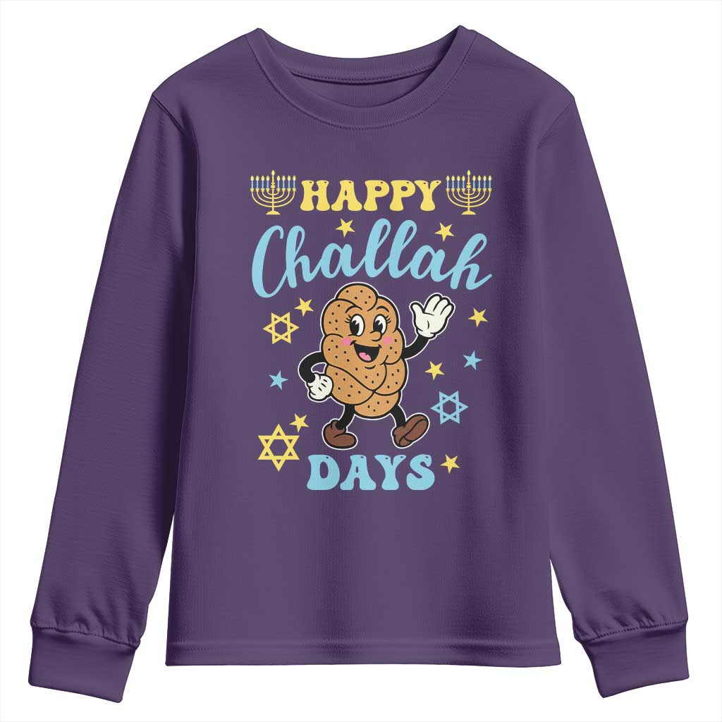 Funny Hanukkah Food Lover Gift Youth Sweatshirt Happy Challah Days - Wonder Print Shop