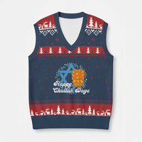 Hanukkah Challah V-Neck Knit Sweater Vest Happy Challah Days Star Of David Gift - Wonder Print Shop