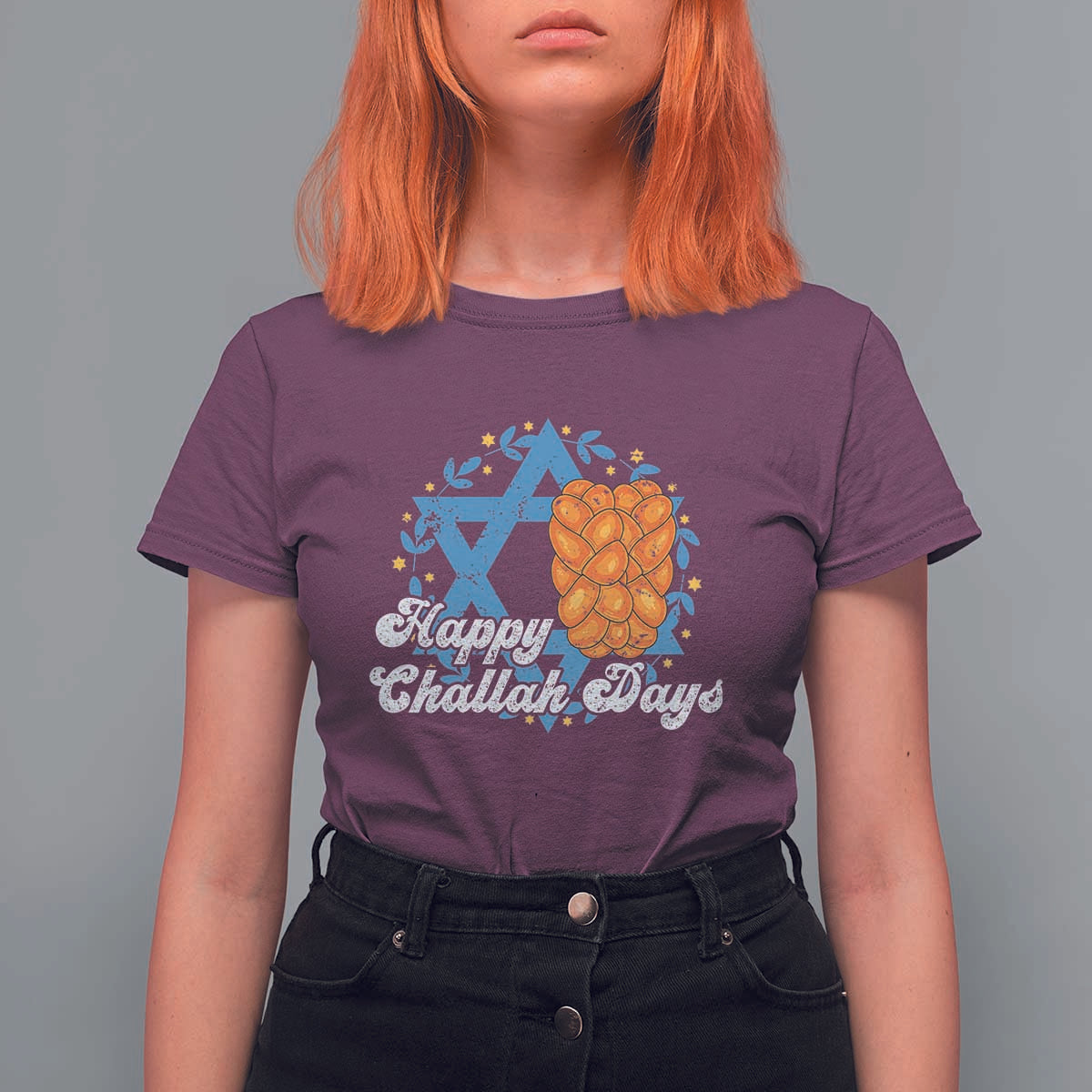 Hanukkah Challah T Shirt For Women Happy Challah Days Star Of David Gift - Wonder Print Shop