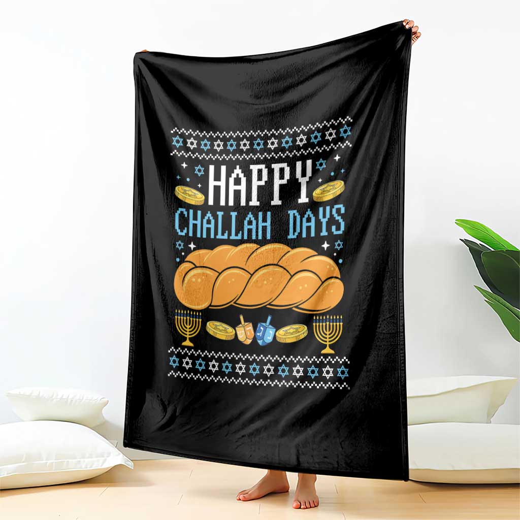 Happy Challah Days Throw Blanket Ugly Hanukkah Food Lover Gift - Wonder Print Shop