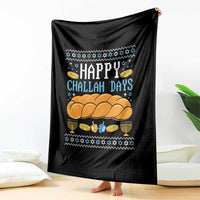Happy Challah Days Throw Blanket Ugly Hanukkah Food Lover Gift - Wonder Print Shop