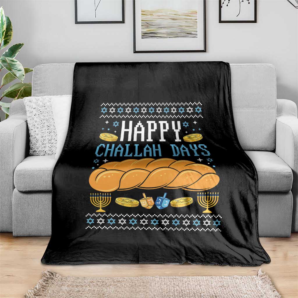 Happy Challah Days Throw Blanket Ugly Hanukkah Food Lover Gift - Wonder Print Shop