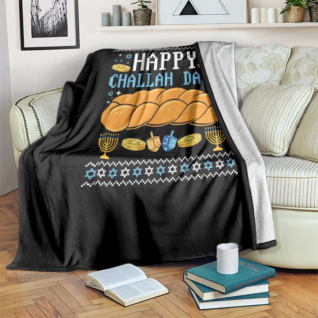 Happy Challah Days Throw Blanket Ugly Hanukkah Food Lover Gift - Wonder Print Shop