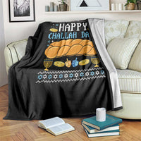 Happy Challah Days Throw Blanket Ugly Hanukkah Food Lover Gift - Wonder Print Shop