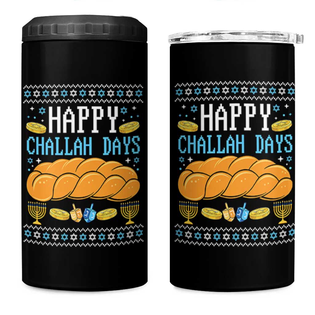 Happy Challah Days 4 in 1 Can Cooler Tumbler Ugly Hanukkah Food Lover Gift - Wonder Print Shop