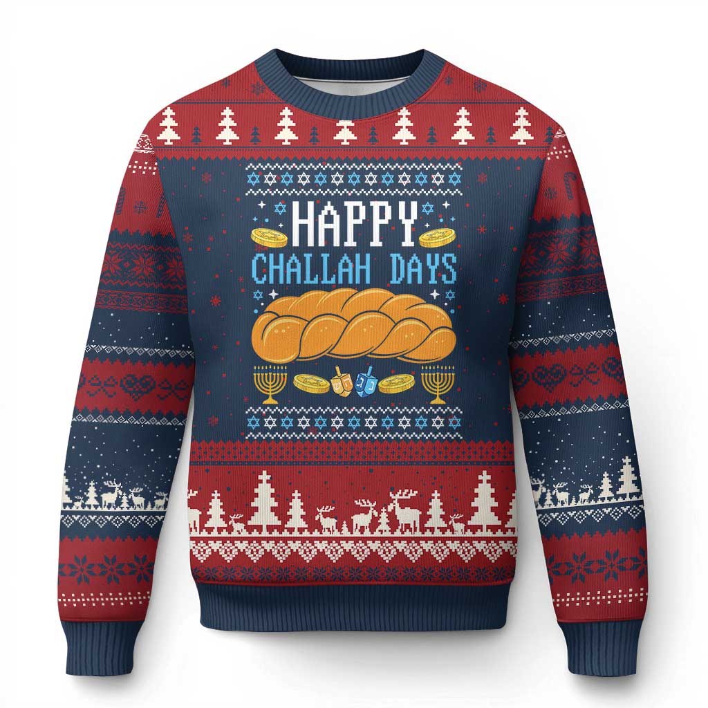 Happy Challah Days Ugly Christmas Sweater Ugly Hanukkah Food Lover Gift - Wonder Print Shop
