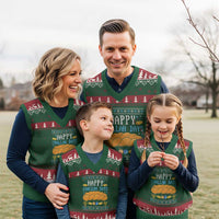 Happy Challah Days V-Neck Knit Sweater Vest Ugly Hanukkah Food Lover Gift - Wonder Print Shop