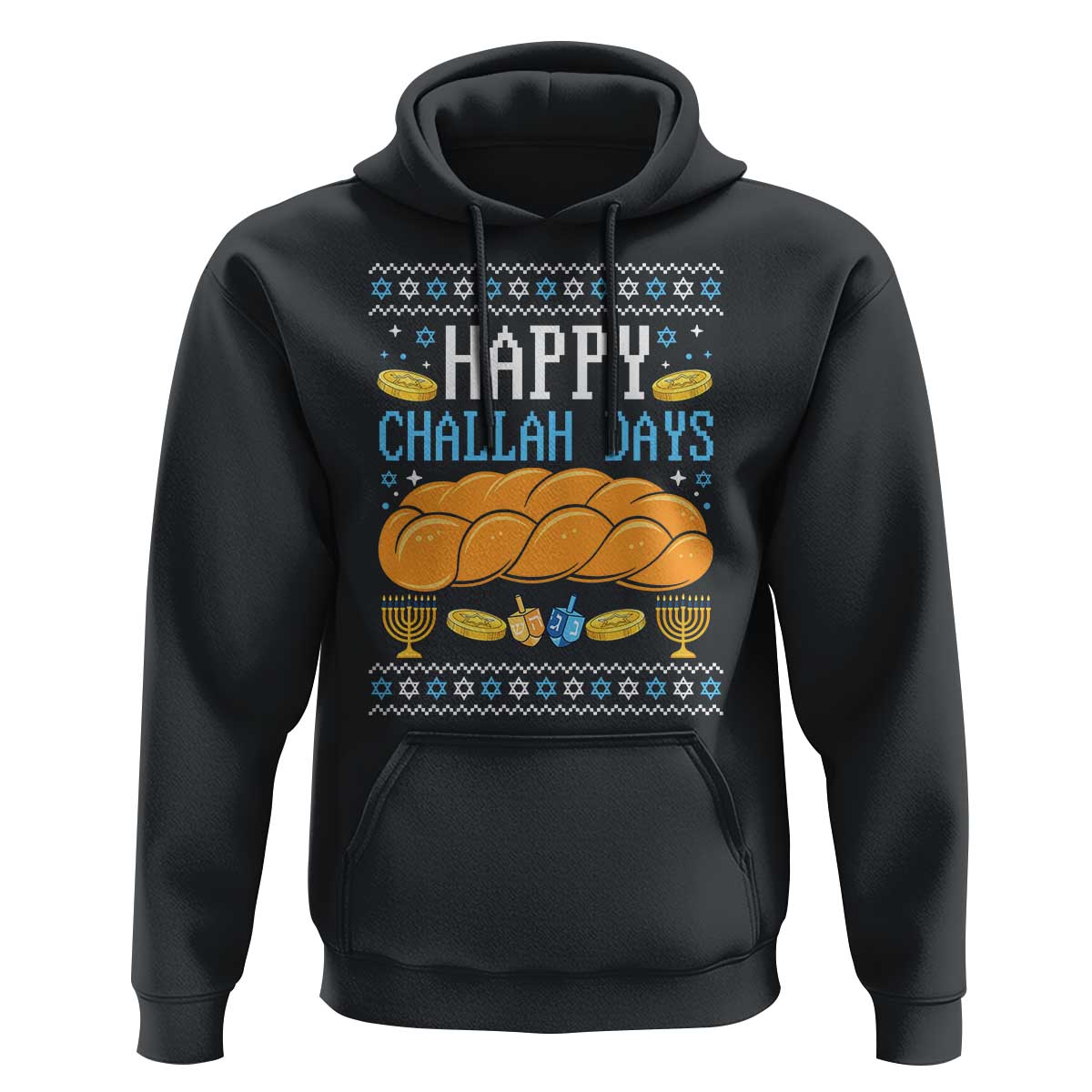 Happy Challah Days Hoodie Ugly Hanukkah Food Lover Gift - Wonder Print Shop