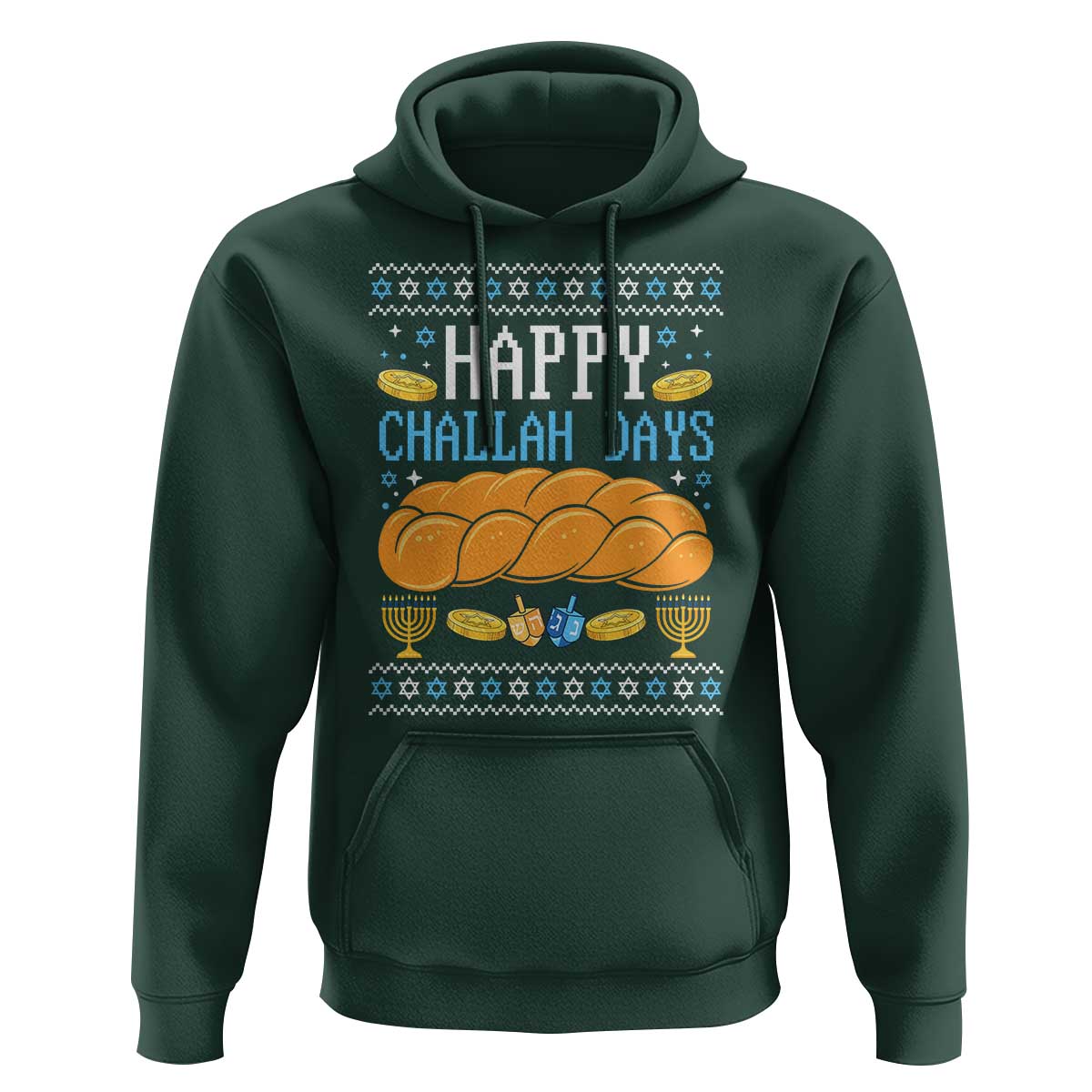 Happy Challah Days Hoodie Ugly Hanukkah Food Lover Gift - Wonder Print Shop