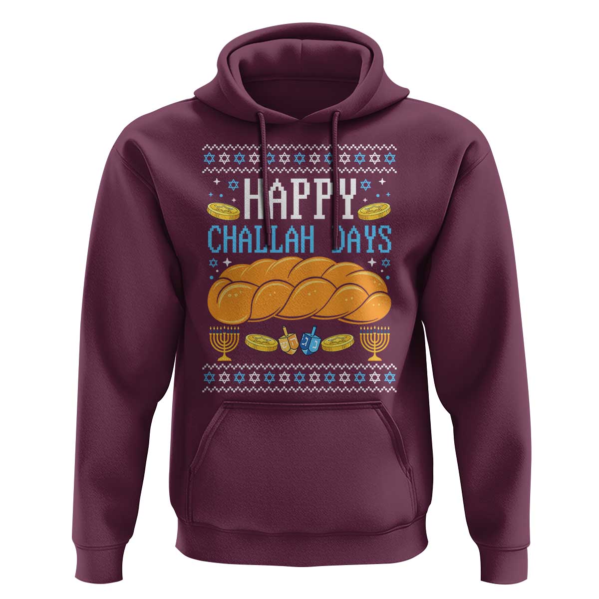 Happy Challah Days Hoodie Ugly Hanukkah Food Lover Gift - Wonder Print Shop