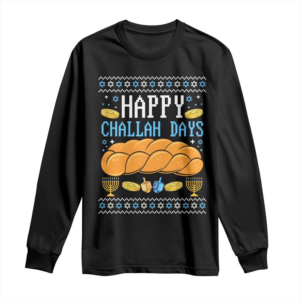 Happy Challah Days Long Sleeve Shirt Ugly Hanukkah Food Lover Gift - Wonder Print Shop