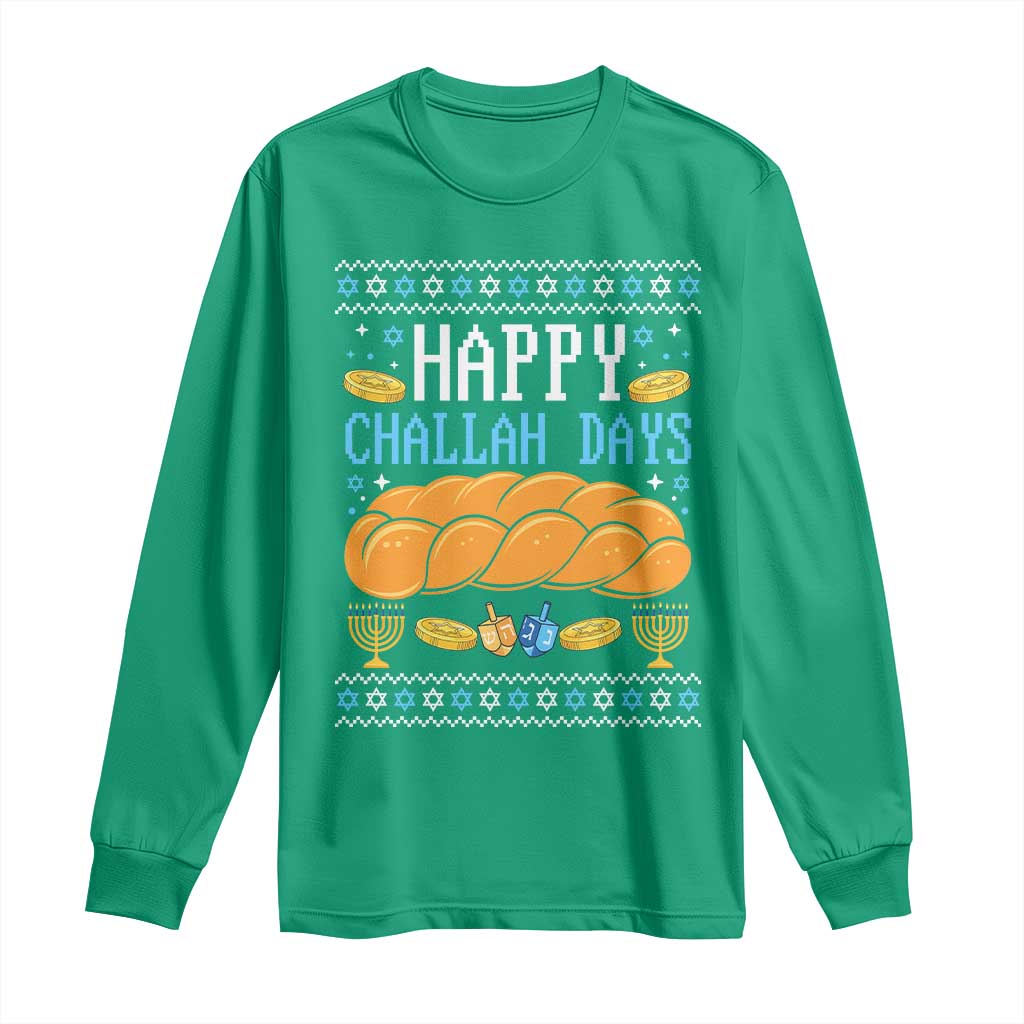 Happy Challah Days Long Sleeve Shirt Ugly Hanukkah Food Lover Gift - Wonder Print Shop