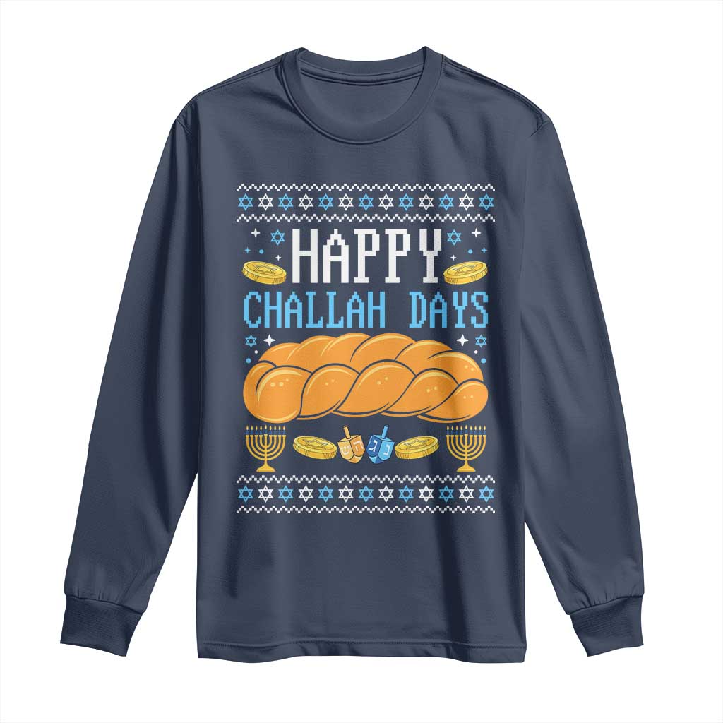 Happy Challah Days Long Sleeve Shirt Ugly Hanukkah Food Lover Gift - Wonder Print Shop