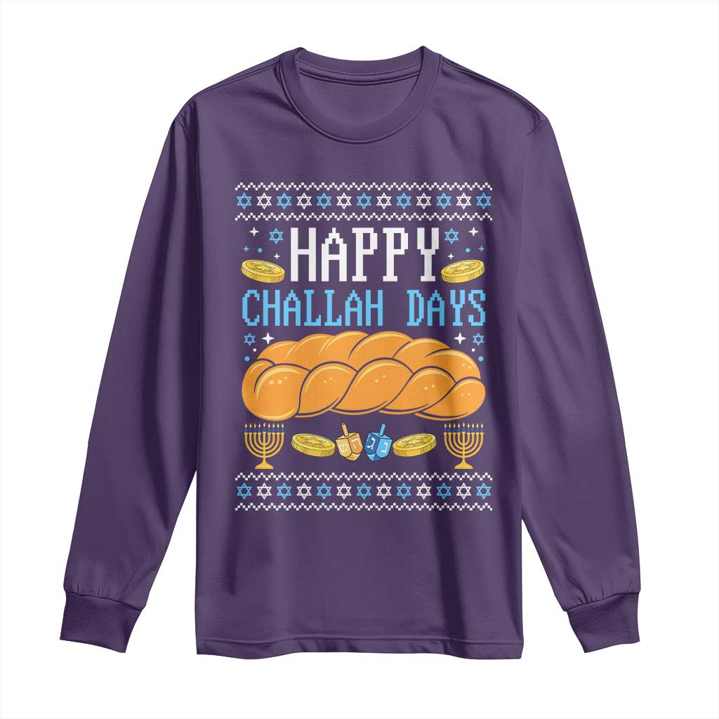 Happy Challah Days Long Sleeve Shirt Ugly Hanukkah Food Lover Gift - Wonder Print Shop