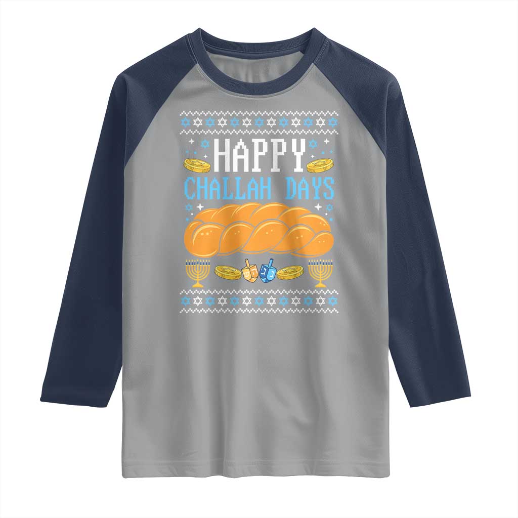 Happy Challah Days Raglan Shirt Ugly Hanukkah Food Lover Gift - Wonder Print Shop