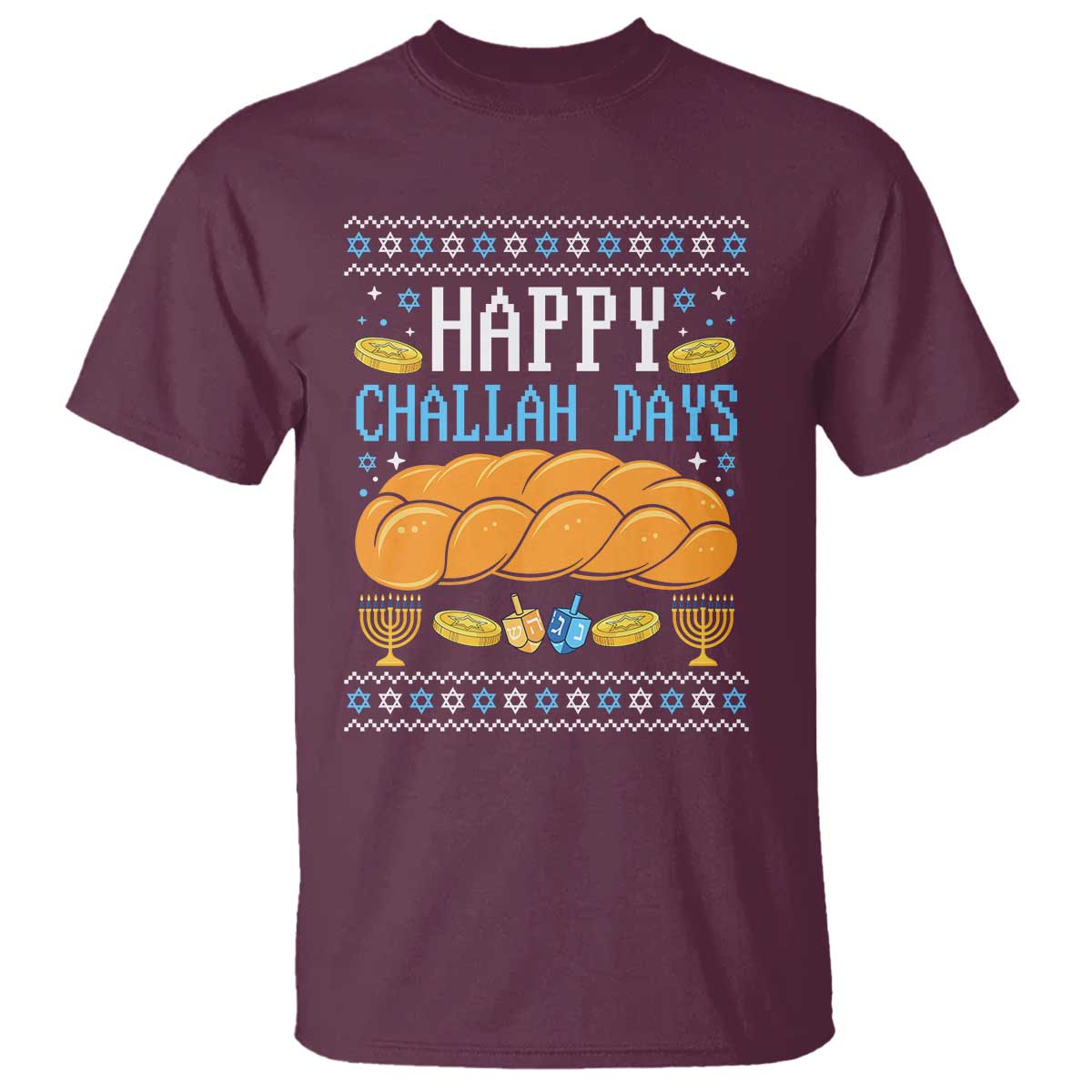 Happy Challah Days T Shirt Ugly Hanukkah Food Lover Gift - Wonder Print Shop