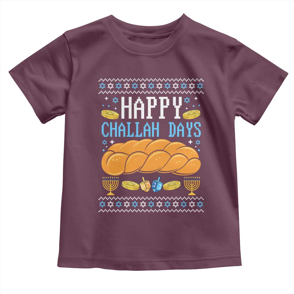 Happy Challah Days Toddler T Shirt Ugly Hanukkah Food Lover Gift - Wonder Print Shop