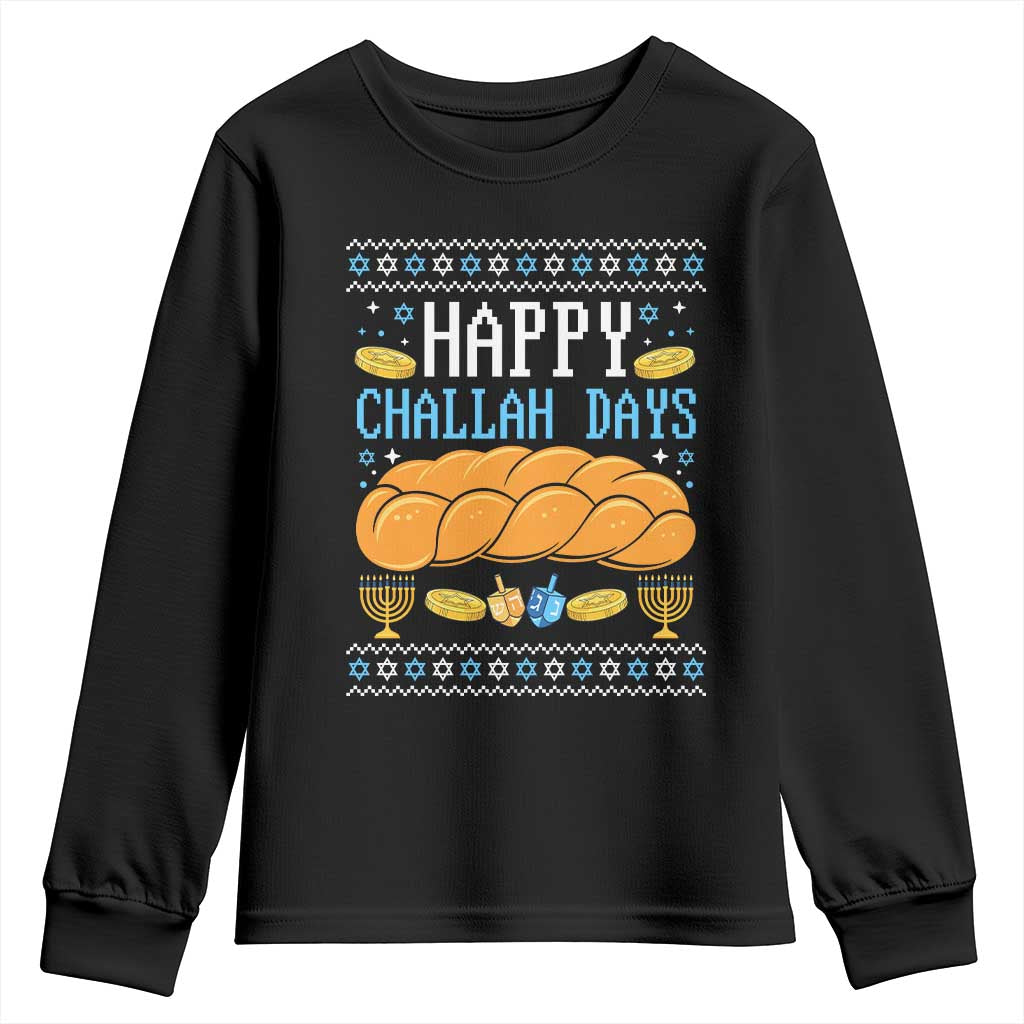 Happy Challah Days Youth Sweatshirt Ugly Hanukkah Food Lover Gift - Wonder Print Shop