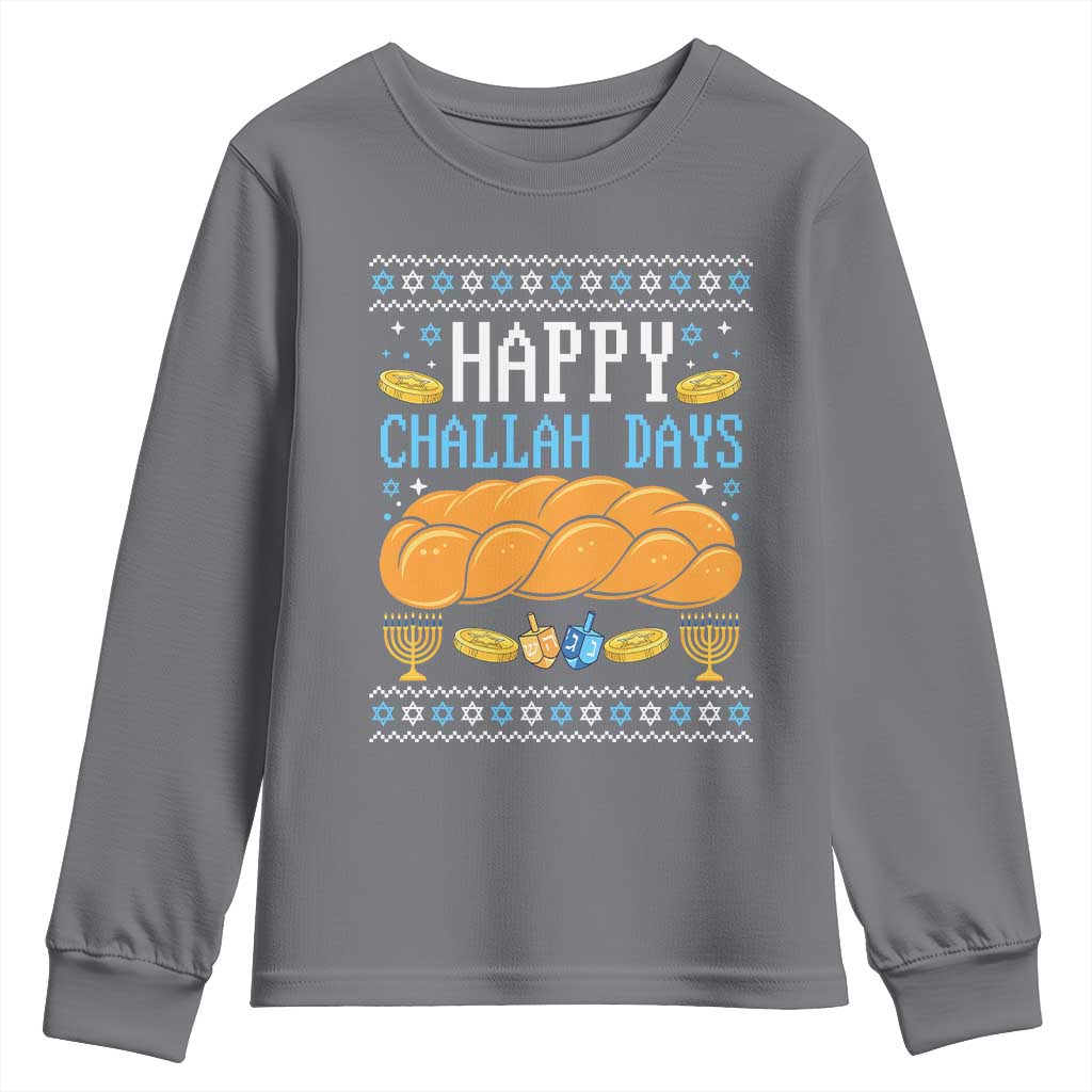 Happy Challah Days Youth Sweatshirt Ugly Hanukkah Food Lover Gift - Wonder Print Shop