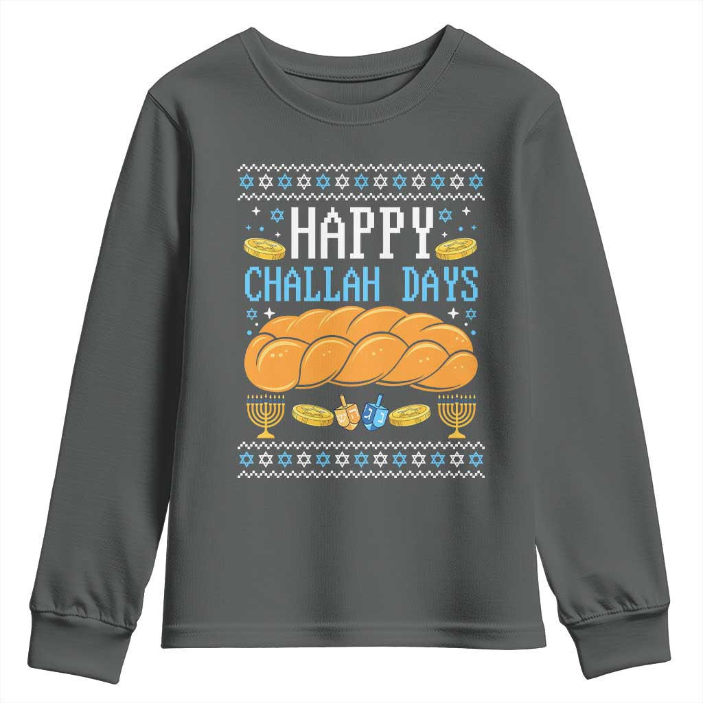 Happy Challah Days Youth Sweatshirt Ugly Hanukkah Food Lover Gift - Wonder Print Shop
