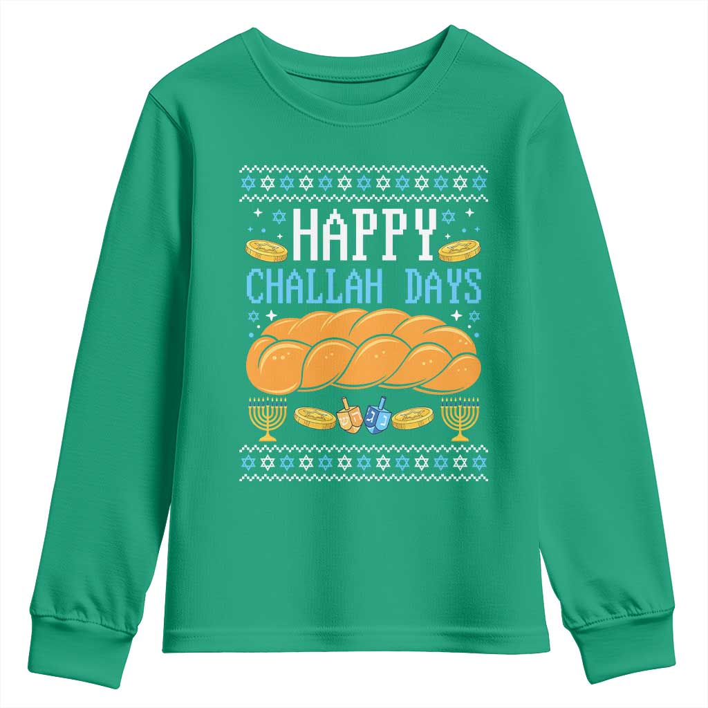 Happy Challah Days Youth Sweatshirt Ugly Hanukkah Food Lover Gift - Wonder Print Shop