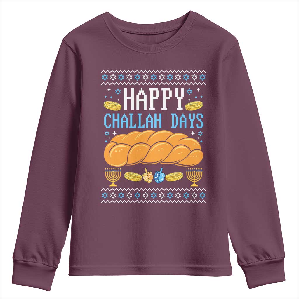 Happy Challah Days Youth Sweatshirt Ugly Hanukkah Food Lover Gift - Wonder Print Shop