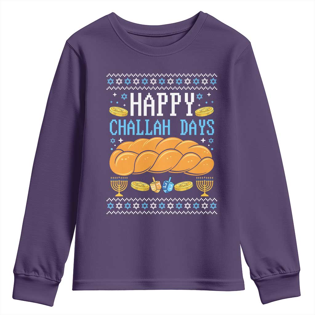 Happy Challah Days Youth Sweatshirt Ugly Hanukkah Food Lover Gift - Wonder Print Shop