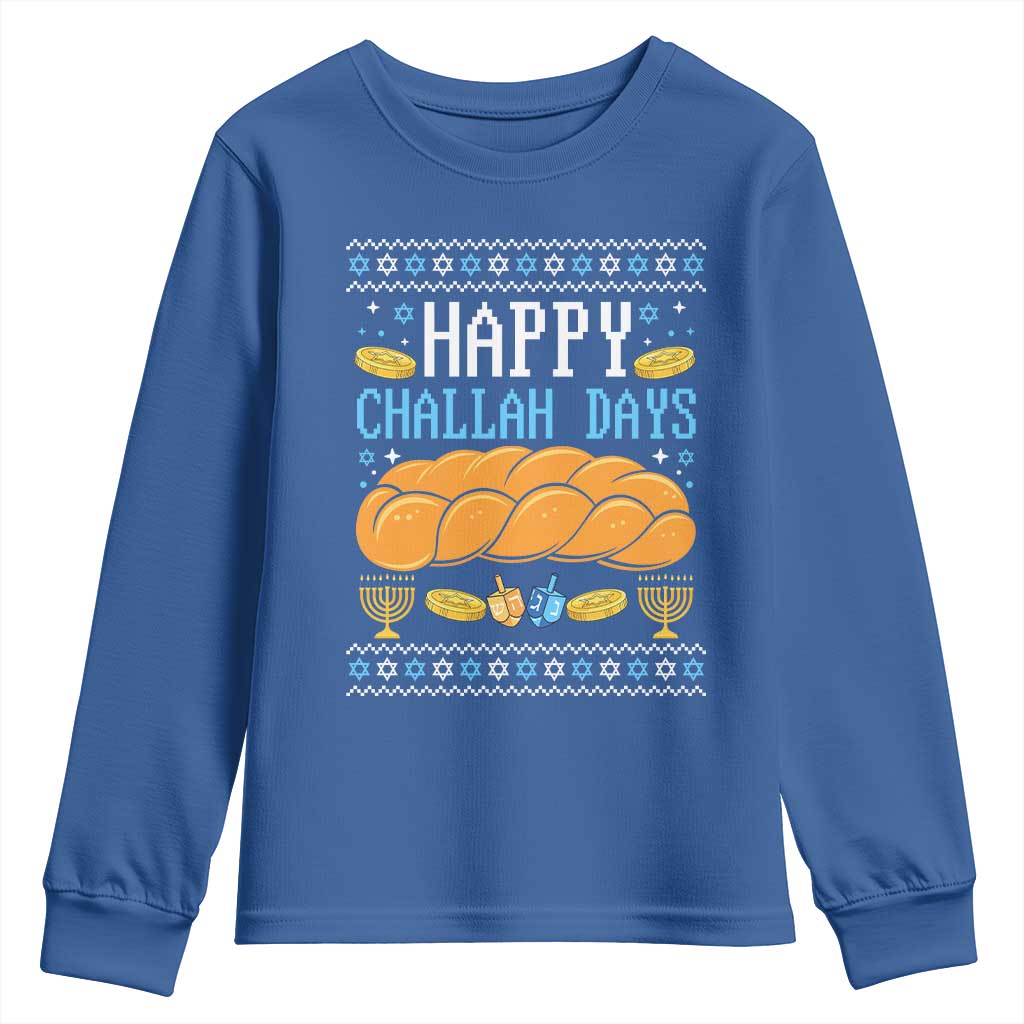 Happy Challah Days Youth Sweatshirt Ugly Hanukkah Food Lover Gift - Wonder Print Shop