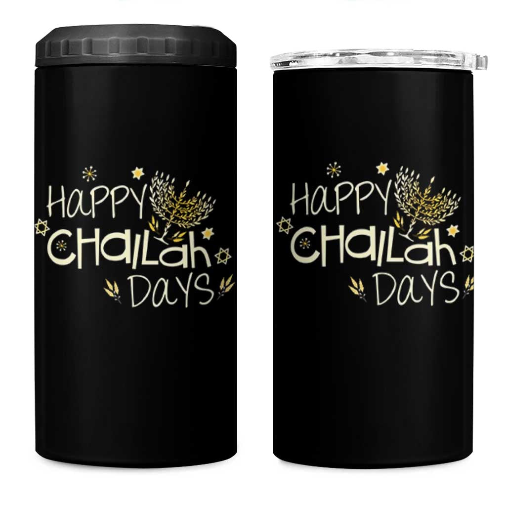 Funny Hanukkah Festival Of Lights 4 in 1 Can Cooler Tumbler Happy Challah Days - Wonder Print Shop