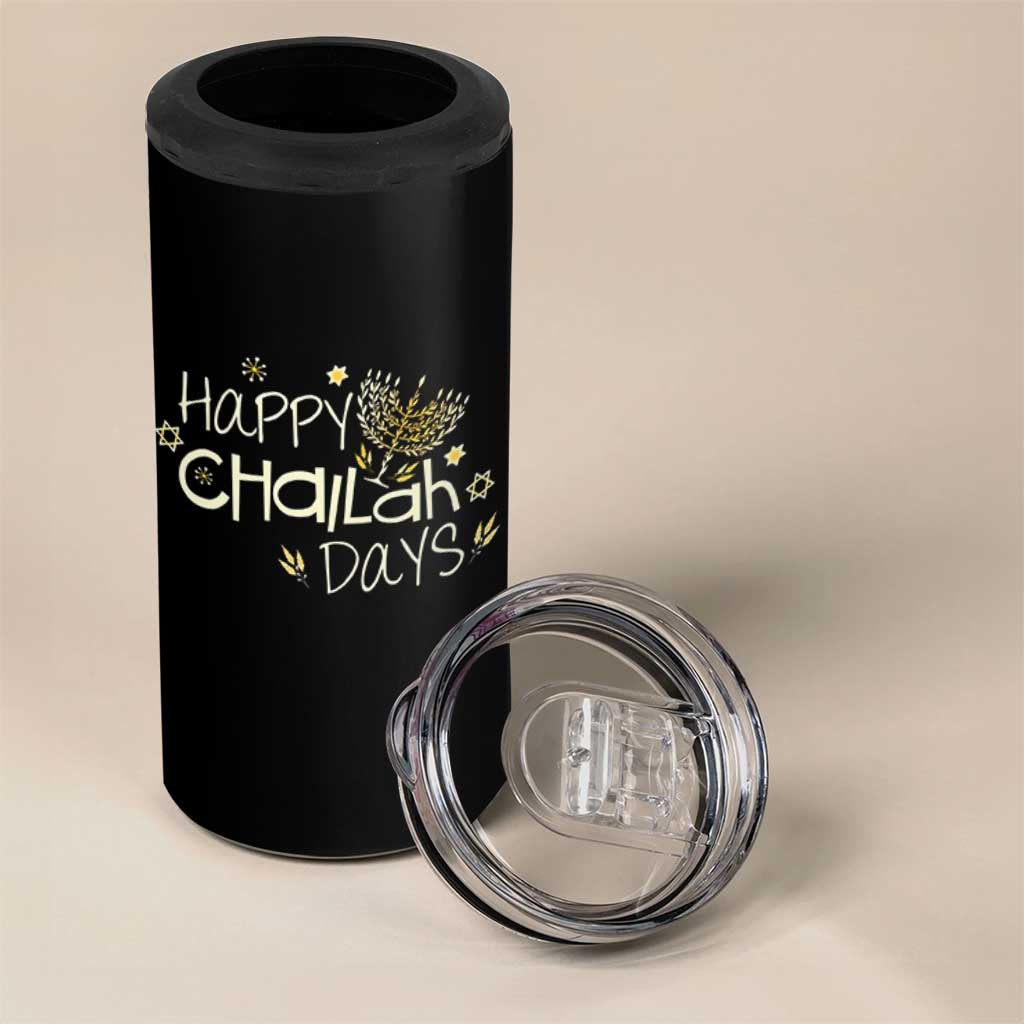 Funny Hanukkah Festival Of Lights 4 in 1 Can Cooler Tumbler Happy Challah Days - Wonder Print Shop