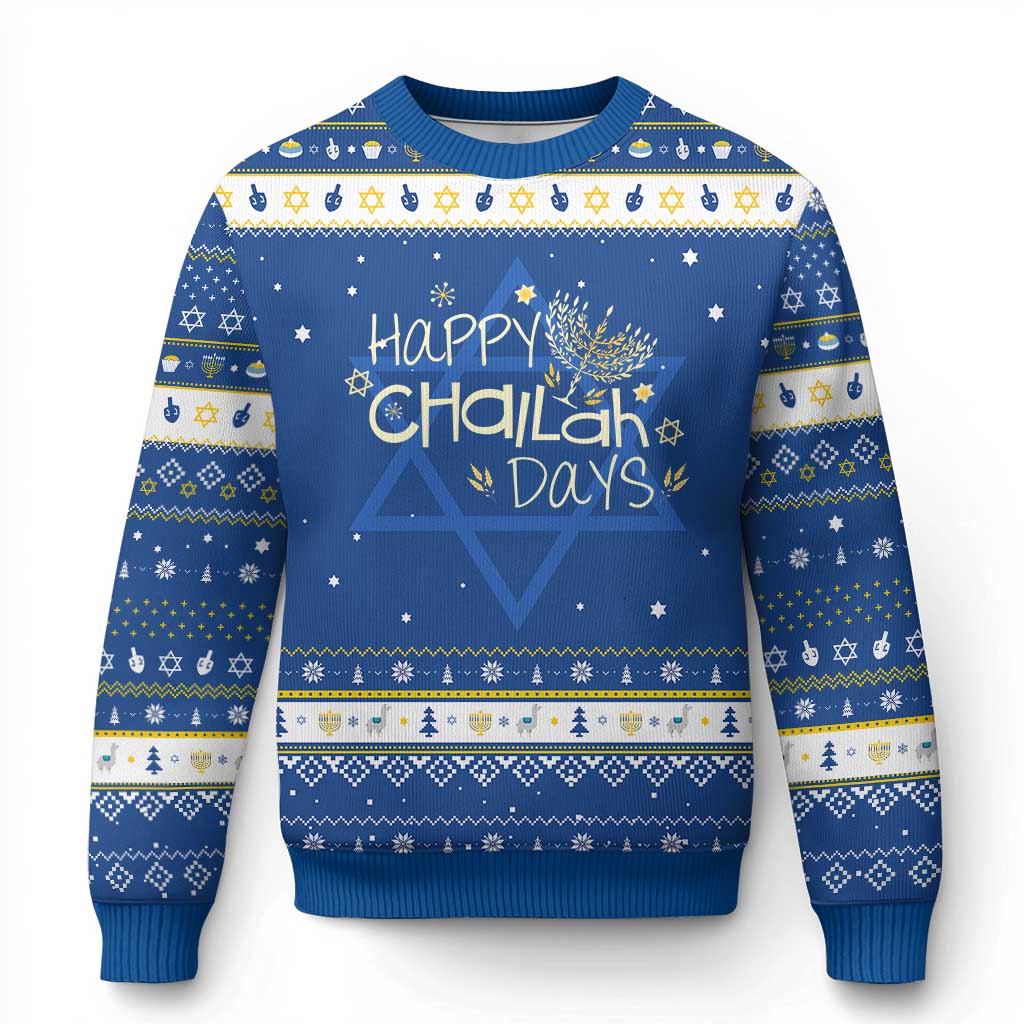 Funny Festival Of Lights Hanukkah Ugly Sweater Happy Challah Days - Wonder Print Shop