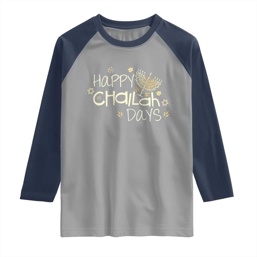Funny Hanukkah Festival Of Lights Raglan Shirt Happy Challah Days - Wonder Print Shop
