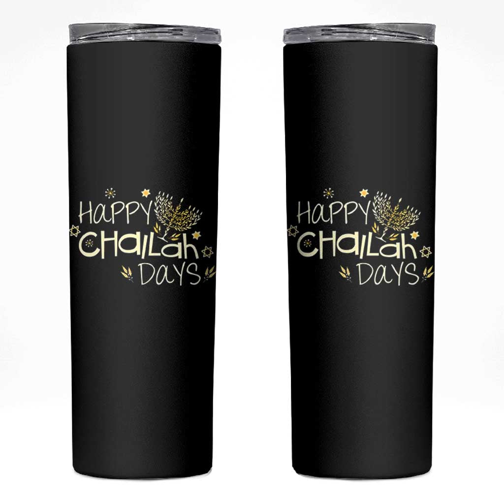Funny Hanukkah Festival Of Lights Skinny Tumbler Happy Challah Days - Wonder Print Shop