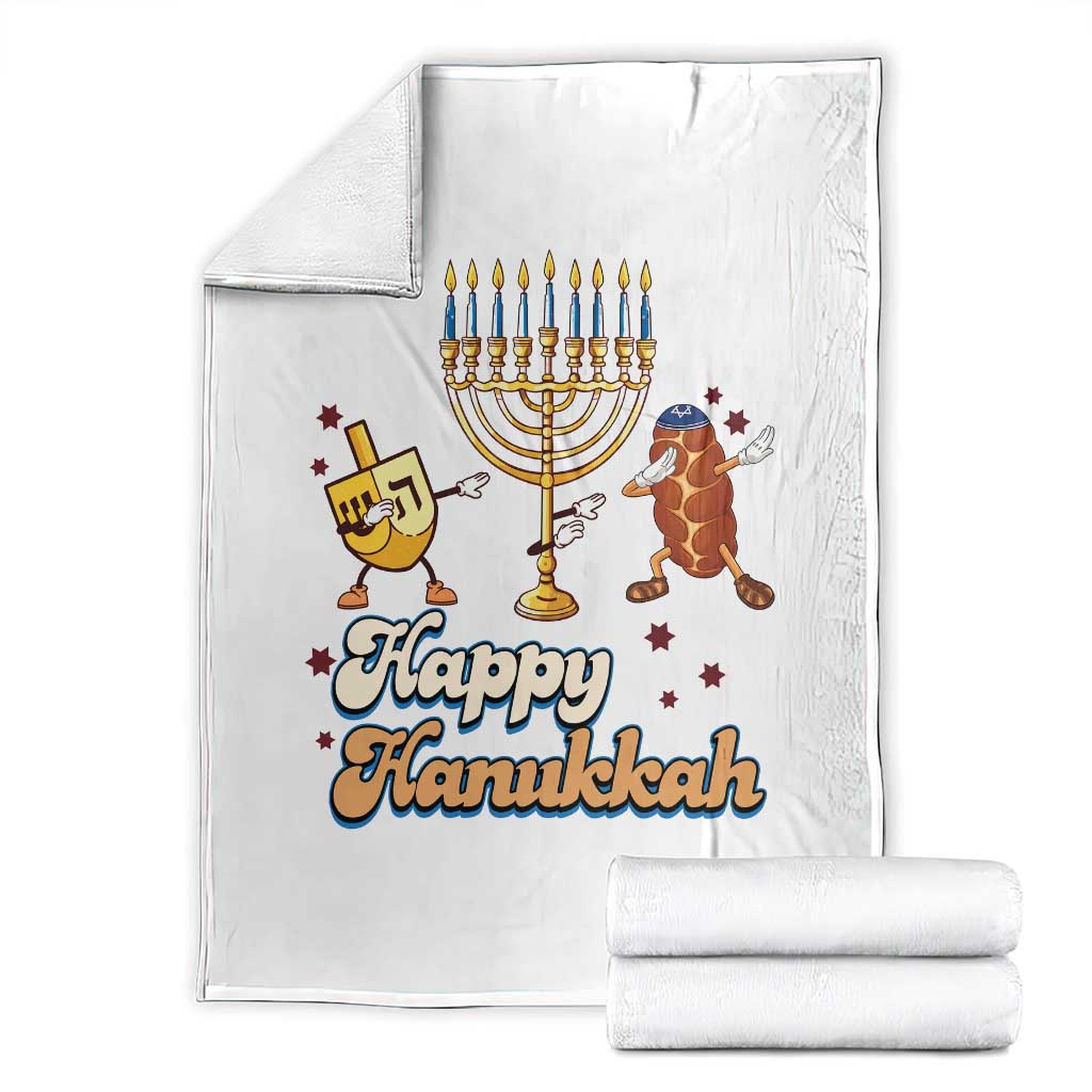Funny Hanukkah Throw Blanket Dab Dreidel Menorah Challah Gift - Wonder Print Shop