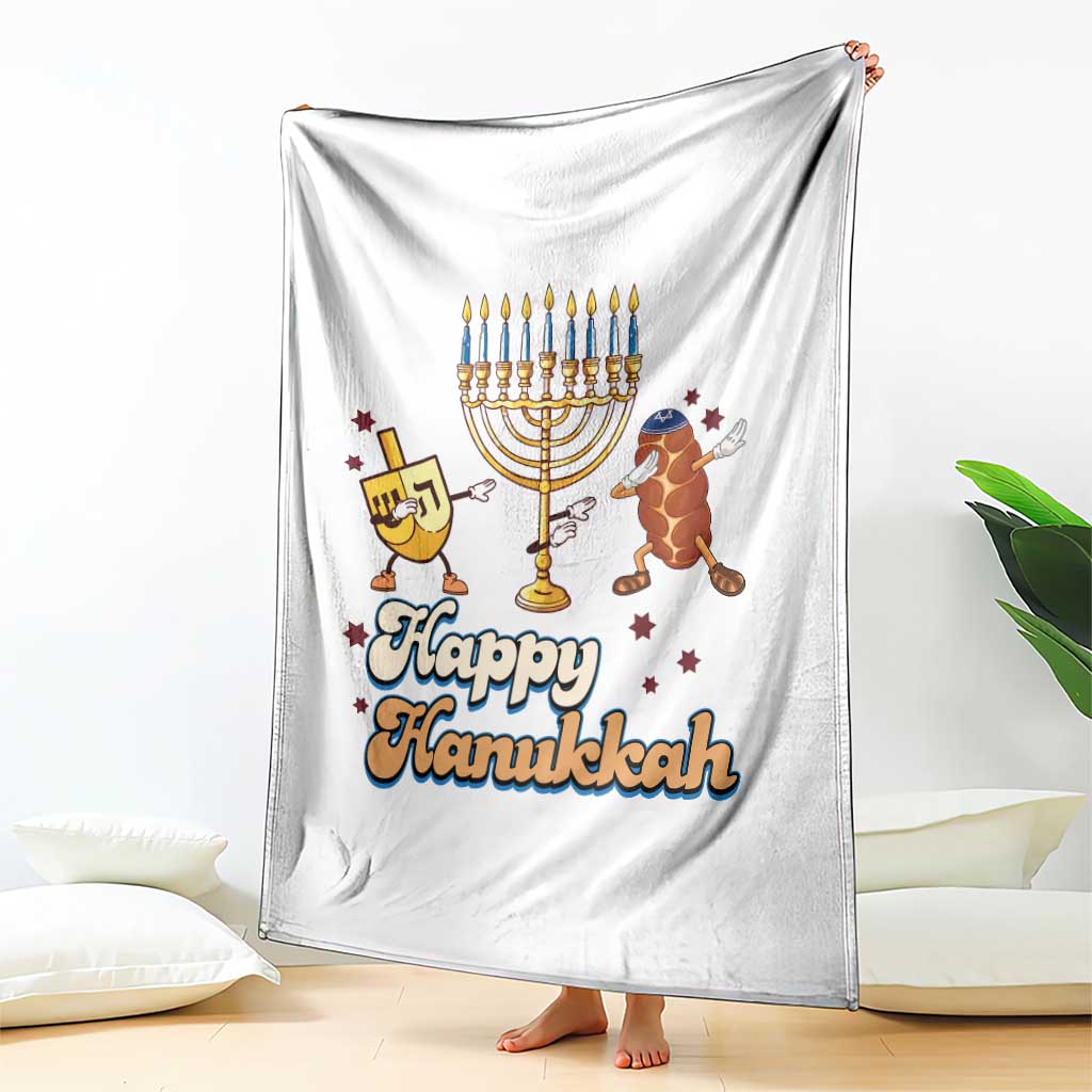 Funny Hanukkah Throw Blanket Dab Dreidel Menorah Challah Gift - Wonder Print Shop
