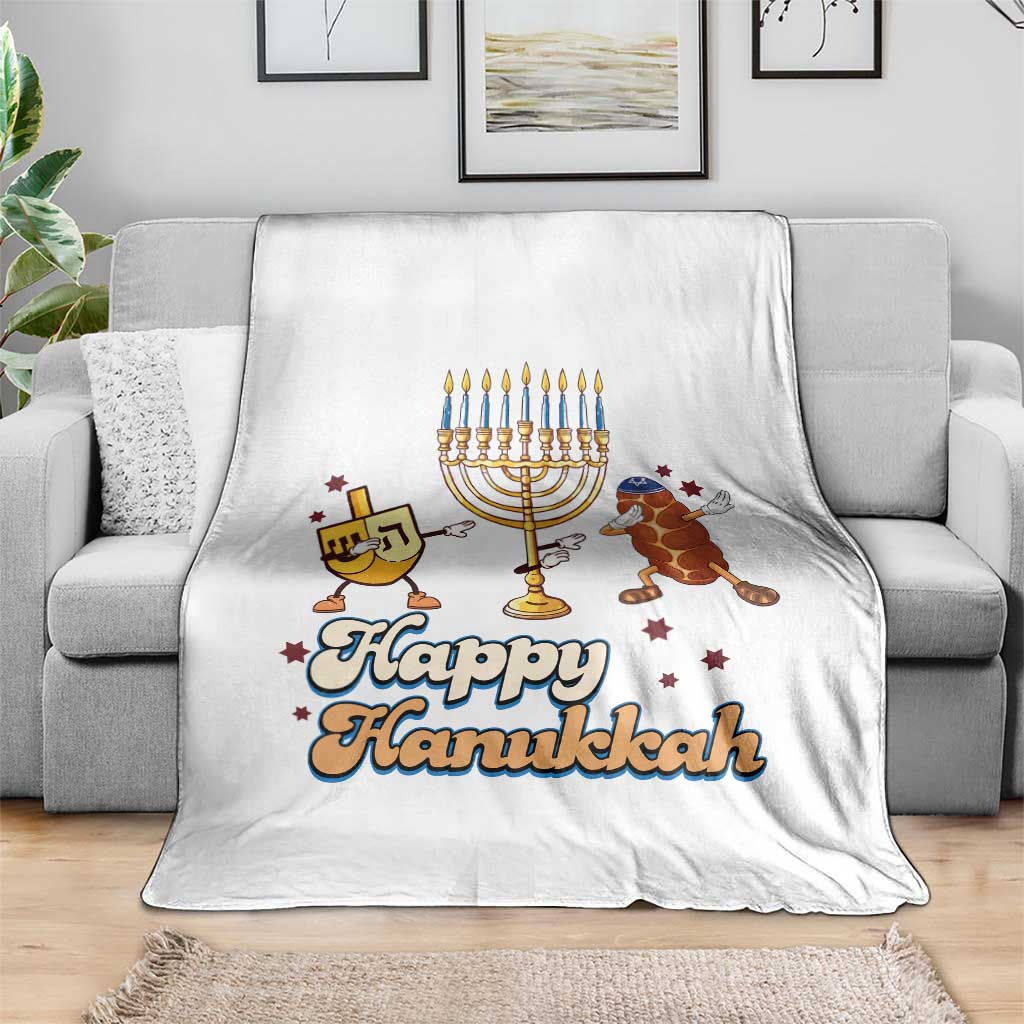 Funny Hanukkah Throw Blanket Dab Dreidel Menorah Challah Gift - Wonder Print Shop