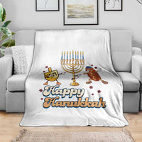 Funny Hanukkah Throw Blanket Dab Dreidel Menorah Challah Gift - Wonder Print Shop