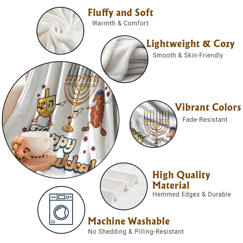 Funny Hanukkah Throw Blanket Dab Dreidel Menorah Challah Gift - Wonder Print Shop