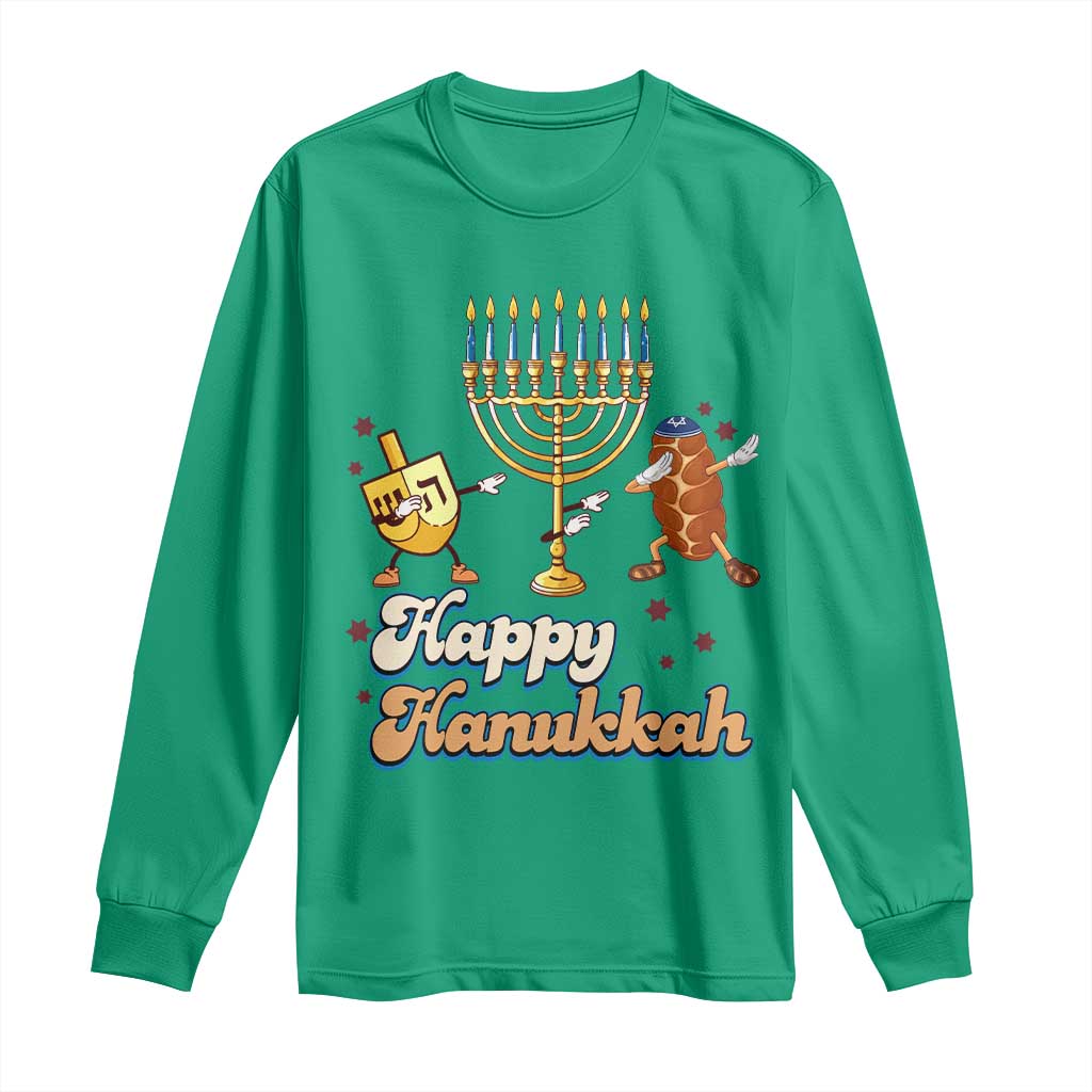 Funny Hanukkah Long Sleeve Shirt Dab Dreidel Menorah Challah Gift - Wonder Print Shop