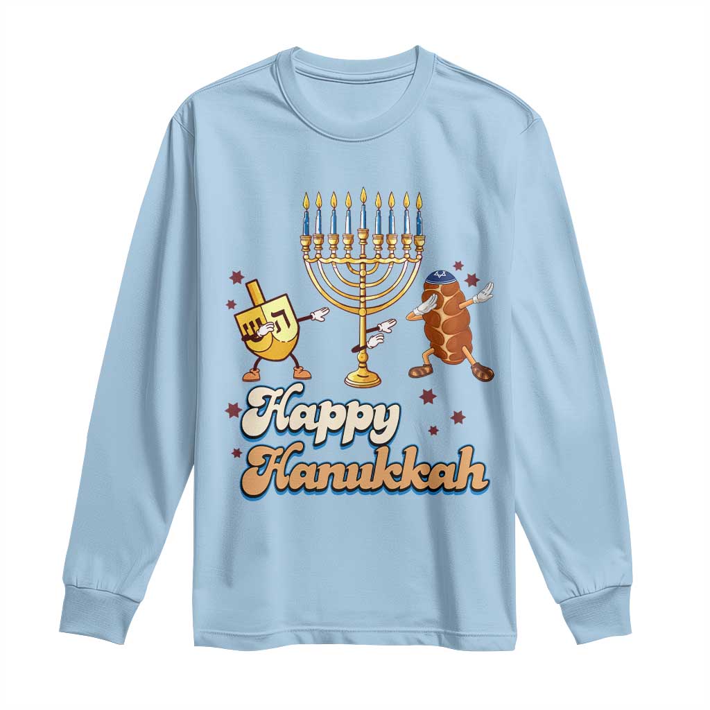 Funny Hanukkah Long Sleeve Shirt Dab Dreidel Menorah Challah Gift - Wonder Print Shop